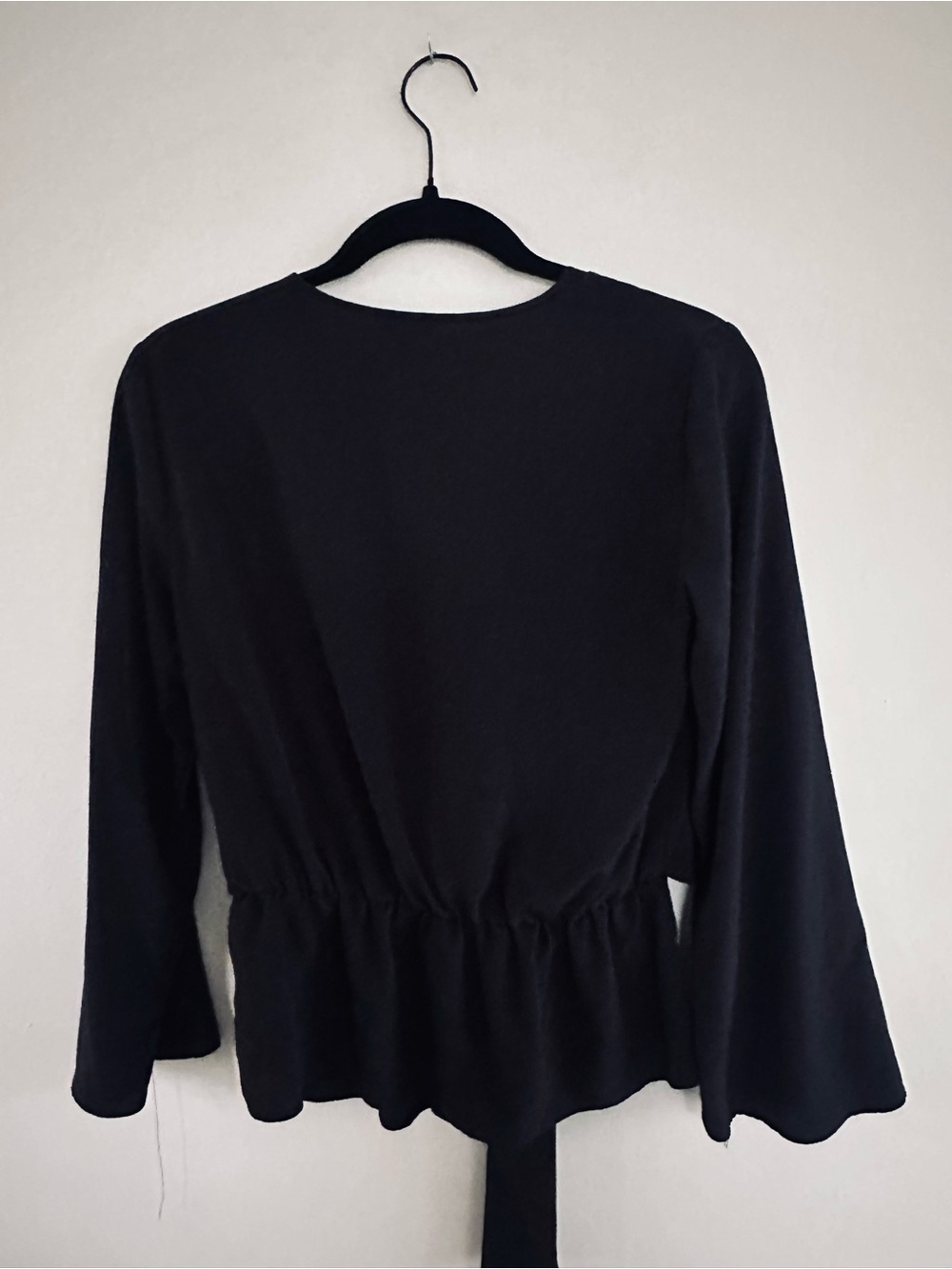 Top Shop peplum bell sleeve Ruffle sleeve blouse black sz 6 / S